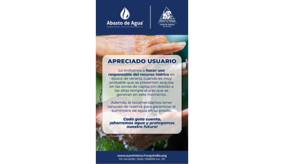 Comité de Cafeteros del Quindío realiza racionamiento de suministro de agua en algunos municipios del departamento